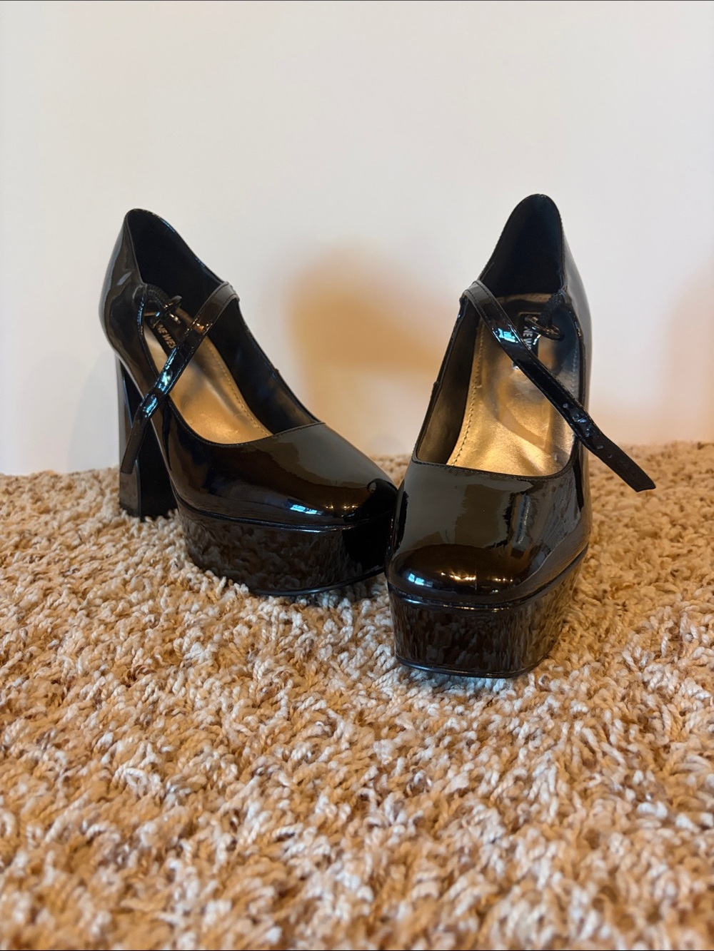 Nine West Black Patent Platform Mary Jane Pumps